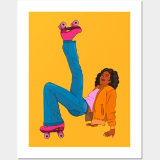 Roller Skater Natural Hair Black History Monthy Posters and Art